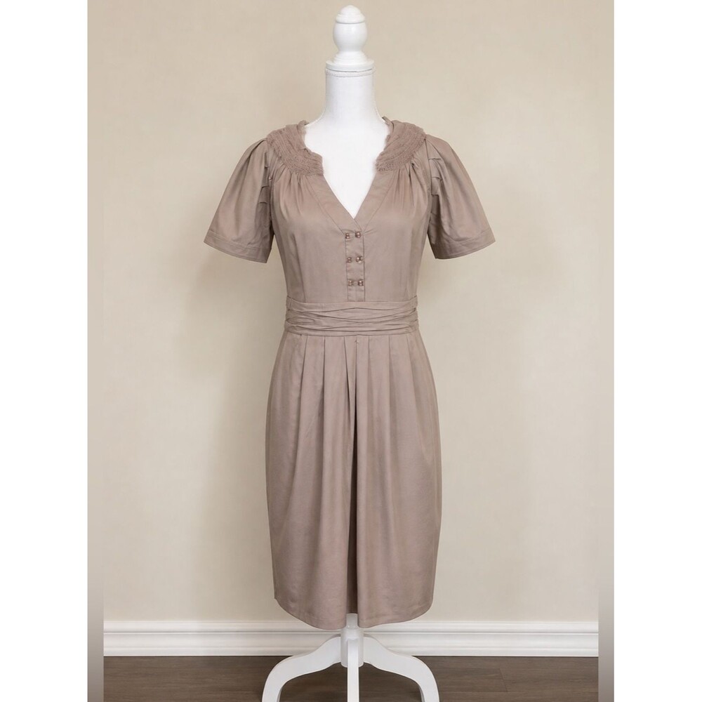 BCBGeneration Taupe Puff Sleeve Dress. Size 12